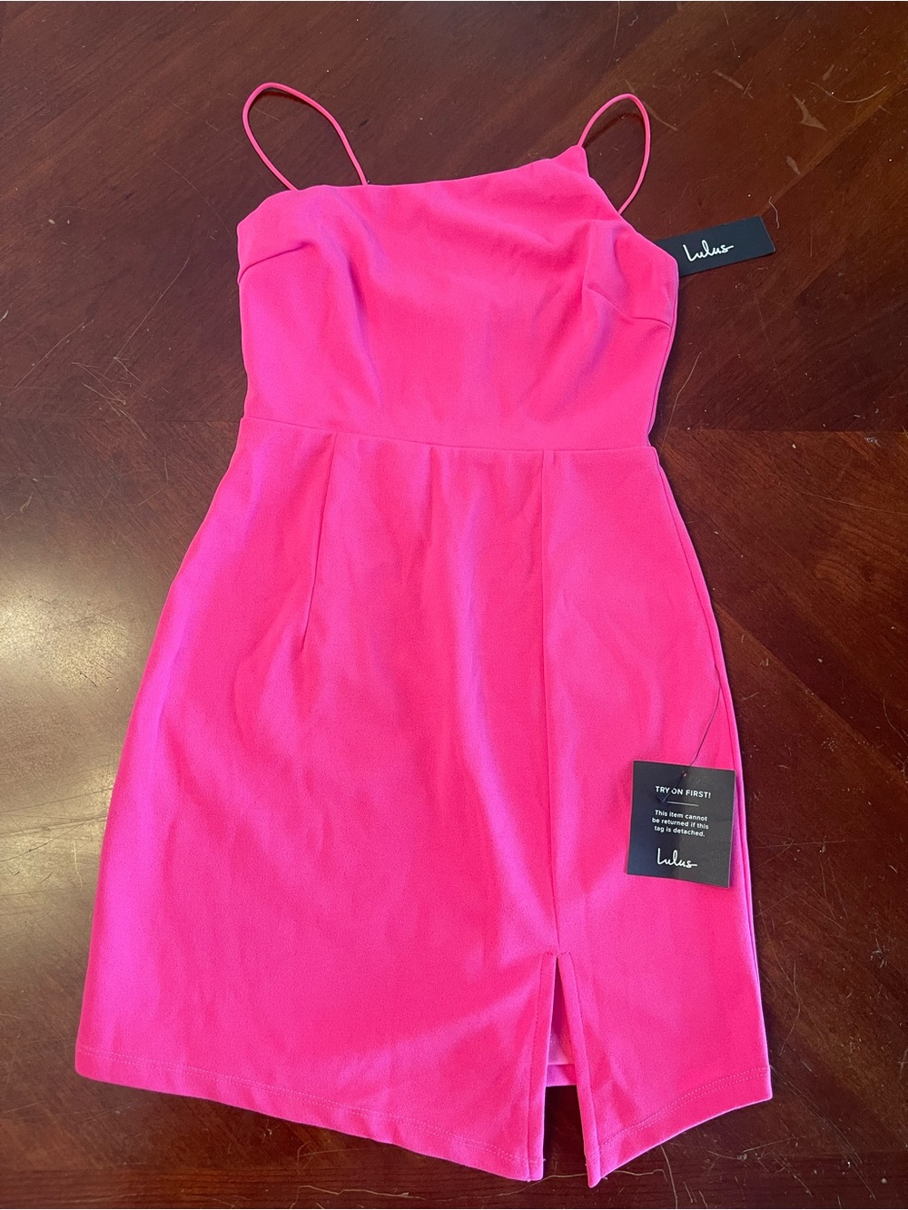 Lulu's Bright Pink Spaghetti Strap Mini Dress